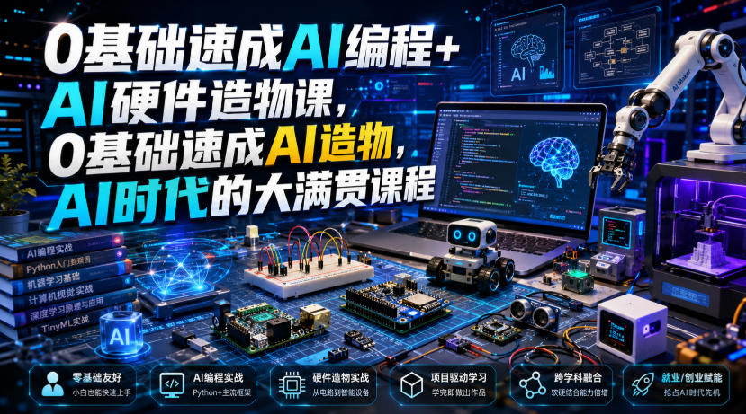 0基础速成AI编程+AI硬件造物课，0基础速成AI造物，AI时代的大满贯课程-91副业网