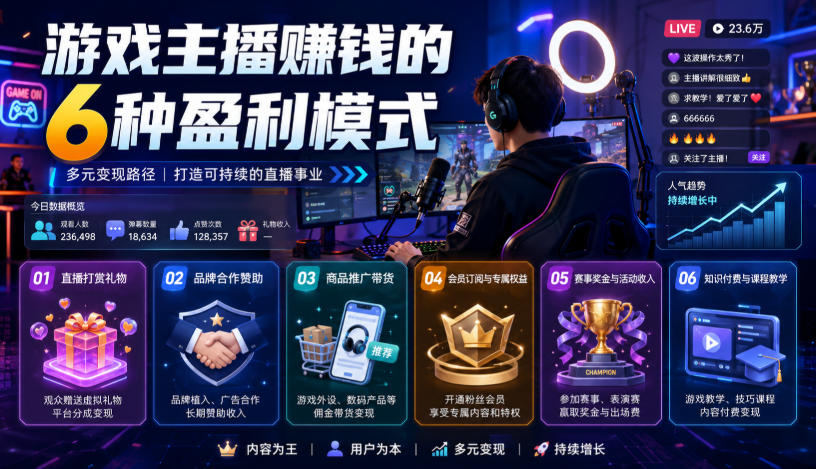 付费文章：游戏主播賺钱的6种盈利模式-91副业网