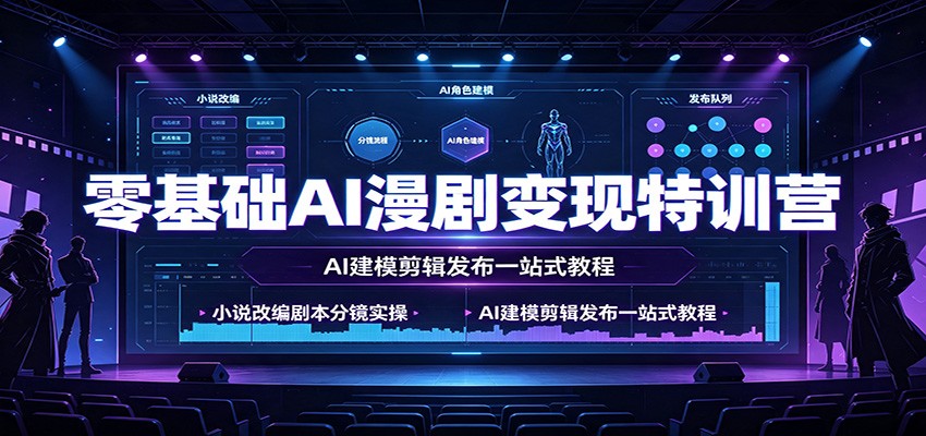 零基础AI漫剧变现特训营:小说改编剧本分镜实操,AI建模剪辑发布一站式教程-91副业网