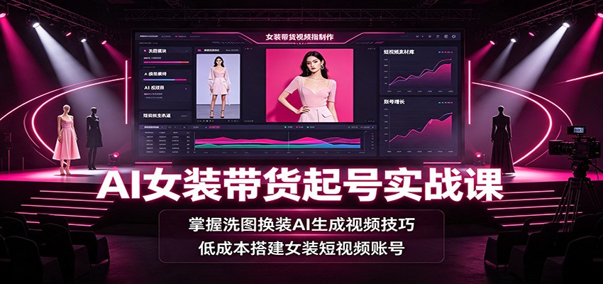 AI女装带货起号实战课：掌握洗图换装AI生成视频技巧，低成本搭建女装短视频账号-91副业网