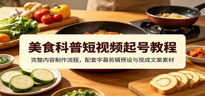 美食科普短视频起号教程：完整内容制作流程，配套字幕剪辑预设与现成文案素材-91副业网