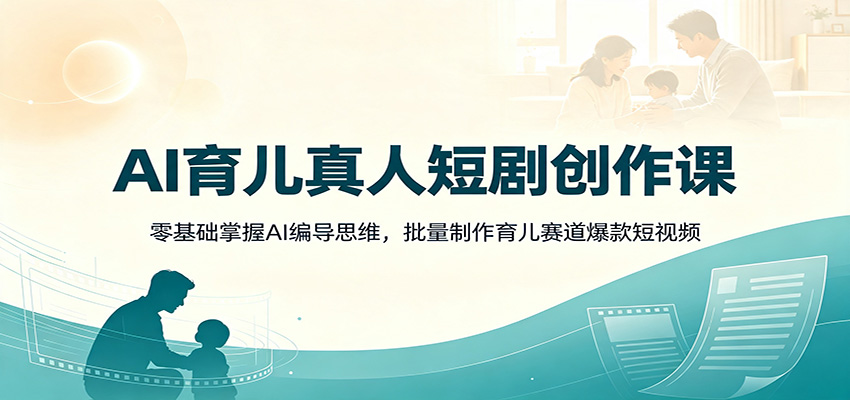 AI育儿真人短剧创作课：零基础掌握AI编导思维，批量制作育儿赛道爆款短视频-91副业网