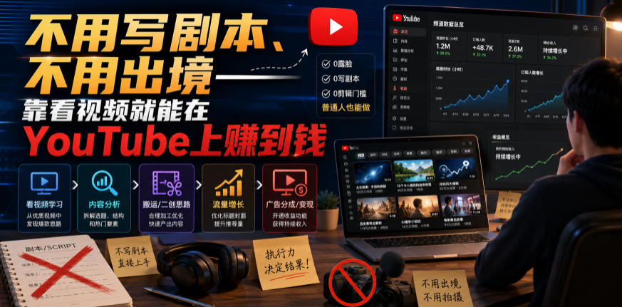 不用写剧本、不用出境——靠看视频就能在YouTube上賺到钱【原创双语字幕】-91副业网