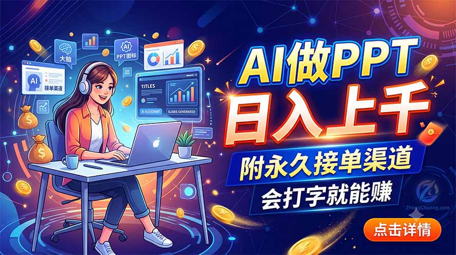 AI做PPT日入上千,附永久接单渠道,会打字就能赚-91副业网