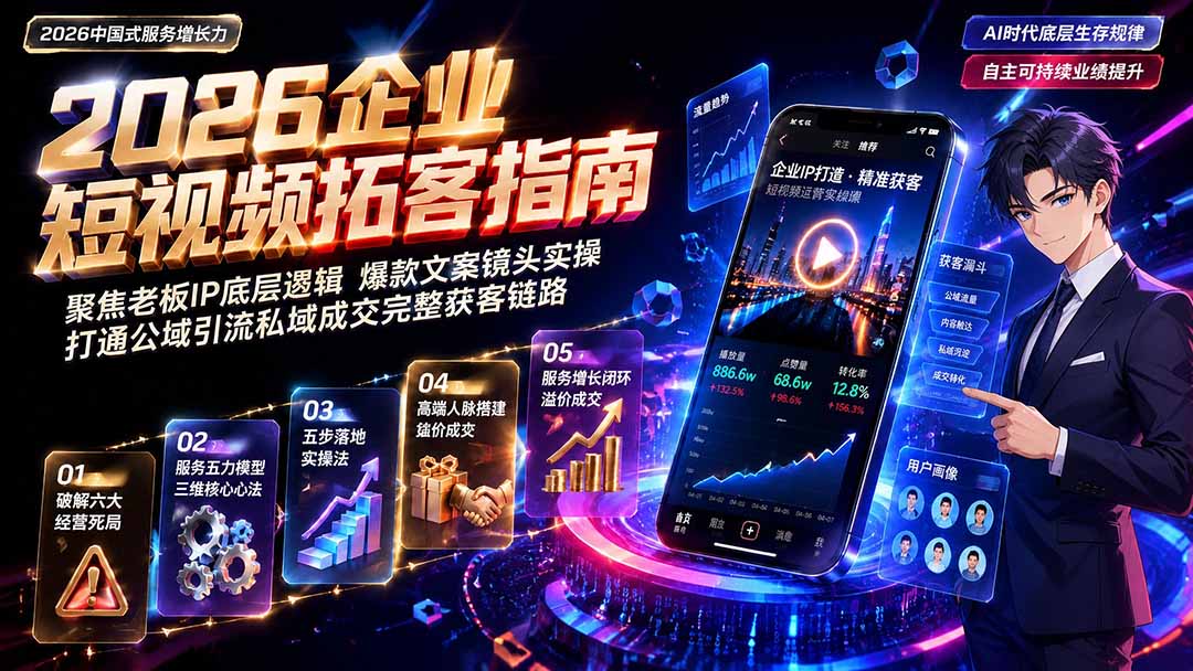 2026AI时代服务增长力实战课-无水印｜五力模型三维心法教学，破解门店客源流失低价内卷实现长效业绩增长-91副业网
