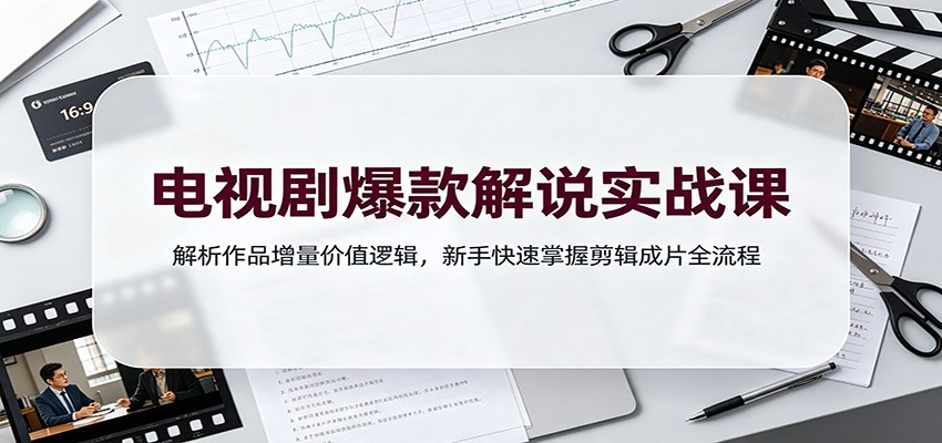 电视剧爆款解说实战课:解析作品增量价值逻辑,新手快速掌握剪辑成片全流程-91副业网