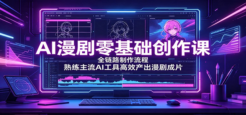 AI漫剧零基础创作课：全链路制作流程，熟练主流AI工具高效产出漫剧成片-91副业网