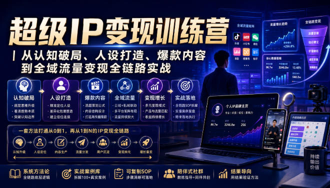 超级IP变现训练营｜从认知破局、人设打造、爆款内容到全域流量变现全链路实战-91副业网