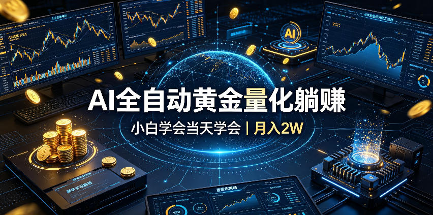 AI全自动黄金量化躺賺：小白学会当天学会，月入2W！【揭秘】-91副业网