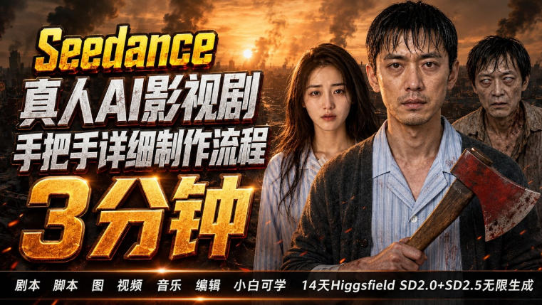 3分钟真人AI影视剧怎么做？SD 2.0手把手完整制作流程｜Higgsfield 14天SD 2.0/2.5无限生成-91副业网