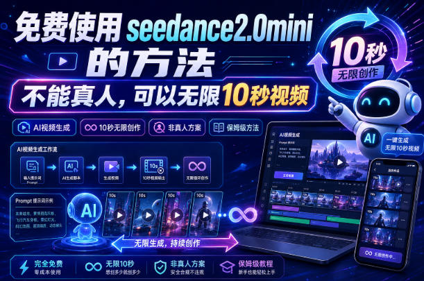 免费使用seedance2.0mini的方法，不能真人，可以无限10秒视频，9图+3音频参考-91副业网
