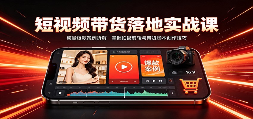 短视频带货落地实战课:海量爆款案例拆解,掌握拍摄剪辑与带货脚本创作技巧-91副业网