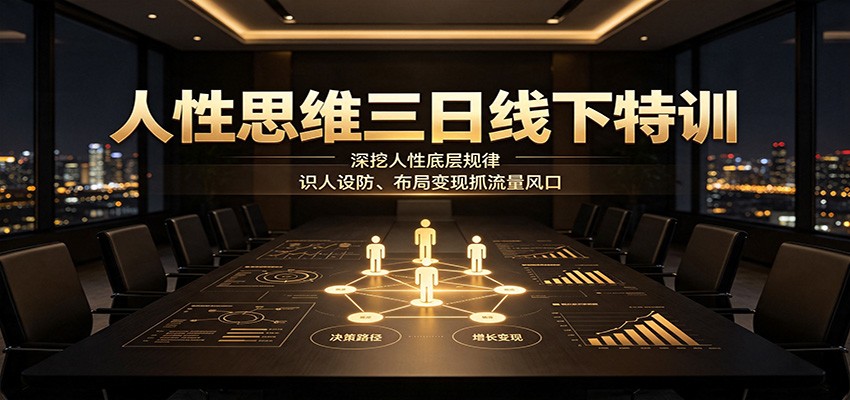 人性思维三日线下特训：深挖人性底层规律，识人设防、布局变现抓流量风口-91副业网