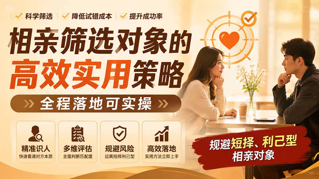 付费文章：相亲筛选对象的高效实用策略，全程落地可实操，规避短择、利己型相亲对象-91副业网