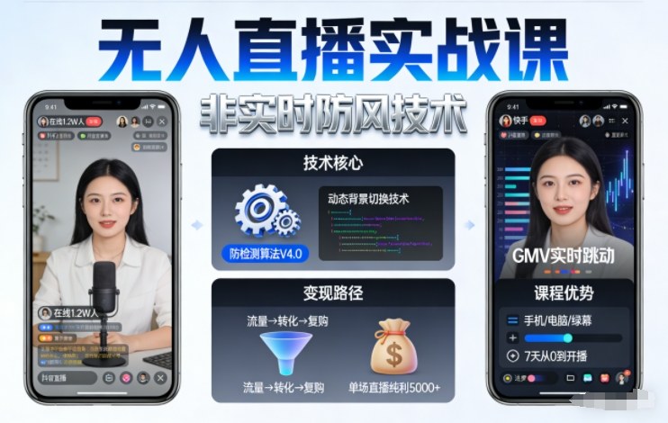 宝子哥无人直播实战课,非实时防风技术,聚焦抖音快手等平台直播带货,轻松开启直播变现之路(更新2026年08月06日)-91副业网