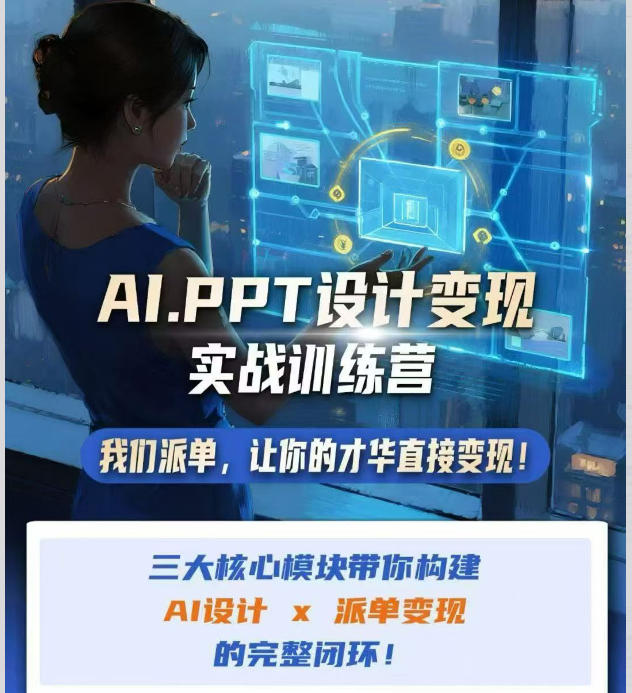 AI+PPT设计变现实战训练营,我们派单,让你的才华直接变现,三大核心模块带你构建Al设计x派单变现的完整闭环-91副业网