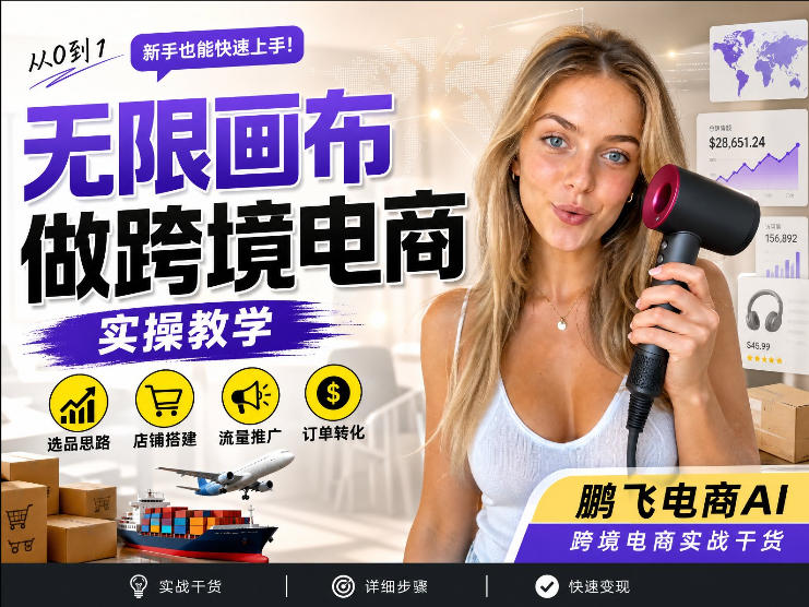【跨境电商必备】AI无线画布制作商品宣传视频，四步搞定，无线画布工作流，操作简单好上手-91副业网