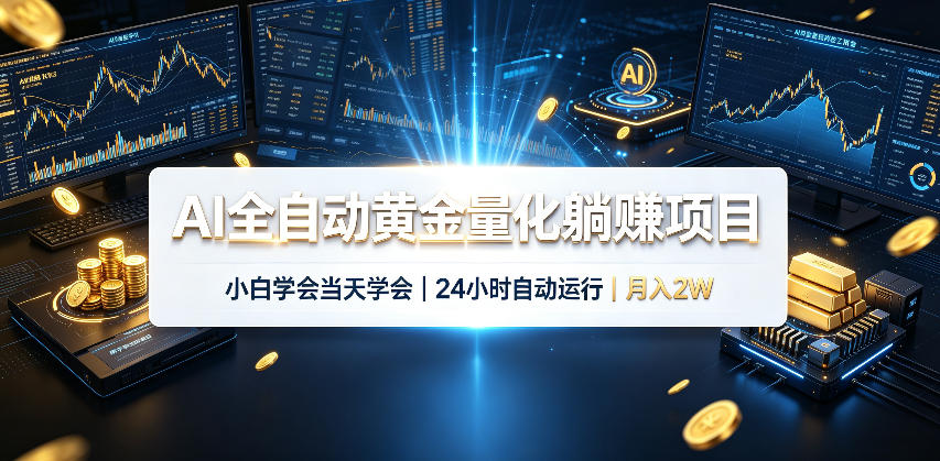 AI全自动黄金量化躺賺项目，24小时自动运行，月入2W！-91副业网