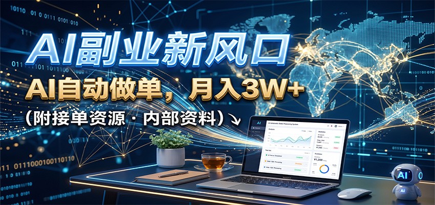 AI副业新风口,AI自动做单,月入3W+,附接单资源-91副业网