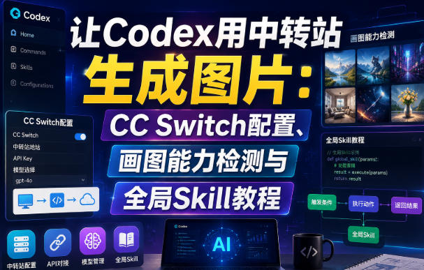 让Codex用中转站生成图片:CC Switch配置、画图能力检测与全局Skill教程-91副业网