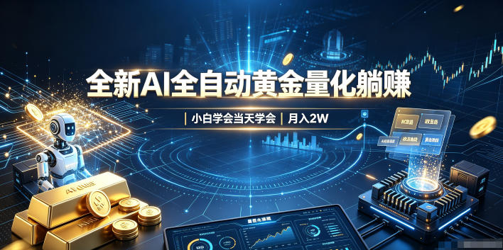 全新AI全自动黄金量化躺賺：小白学会当天学会，月入2W！【揭秘】-91副业网