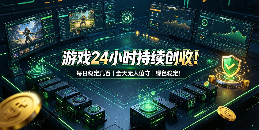 游戏24小时持续创收！每日稳定几百，全天无人值守，绿色稳定！【揭秘】-91副业网