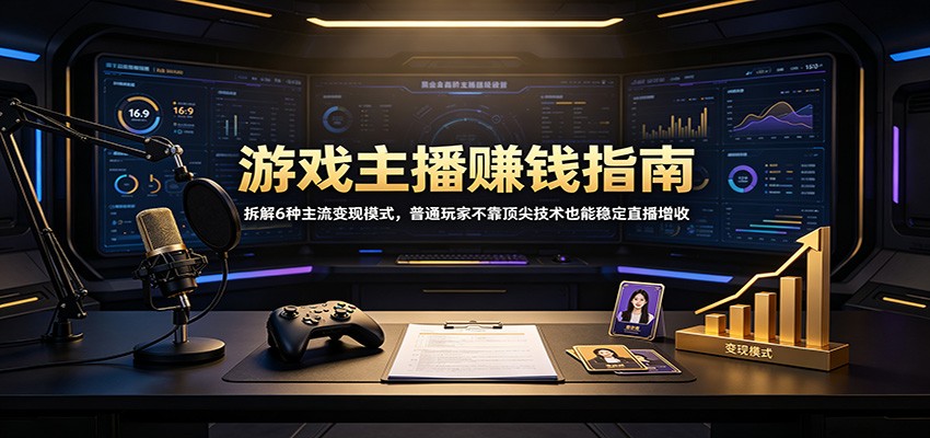 游戏主播赚钱指南：拆解6种主流变现模式，普通玩家不靠顶尖技术也能稳定直播增收-91副业网