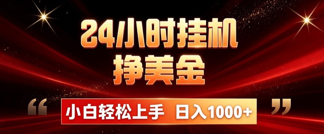 24小时挂机挣美金，简单易操作，小白轻松上手，日入1000+-91副业网