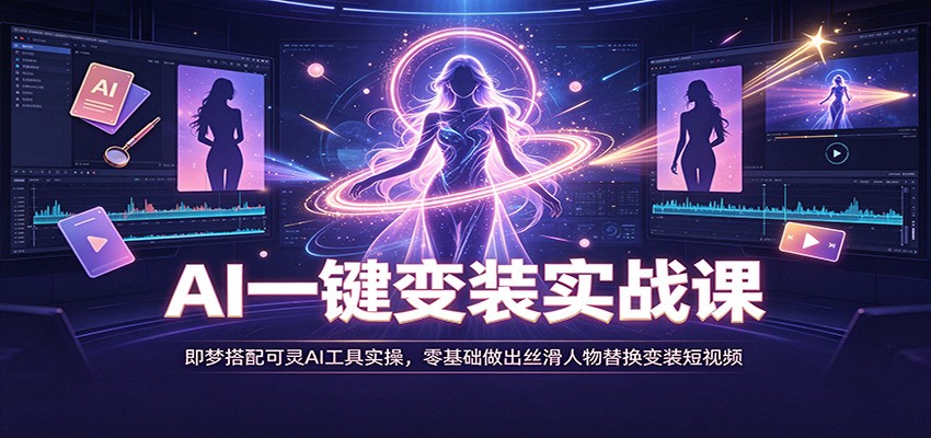 AI一键变装实战课：即梦搭配可灵AI工具实操，零基础做出丝滑人物替换变装短视频-91副业网