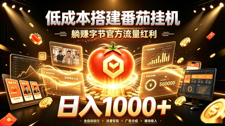 低成本搭建番茄挂G,躺賺字节官方流量红利,日入1k+,全程傻瓜式落地【揭秘】-91副业网