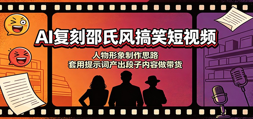 AI复刻邵氏风搞笑短视频:人物形象制作思路,套用提示词产出段子内容做带货-91副业网