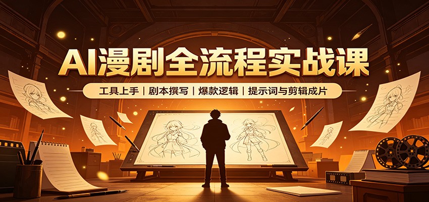 AI漫剧全流程实战课：工具上手、剧本撰写、爆款逻辑、提示词与剪辑成片-91副业网