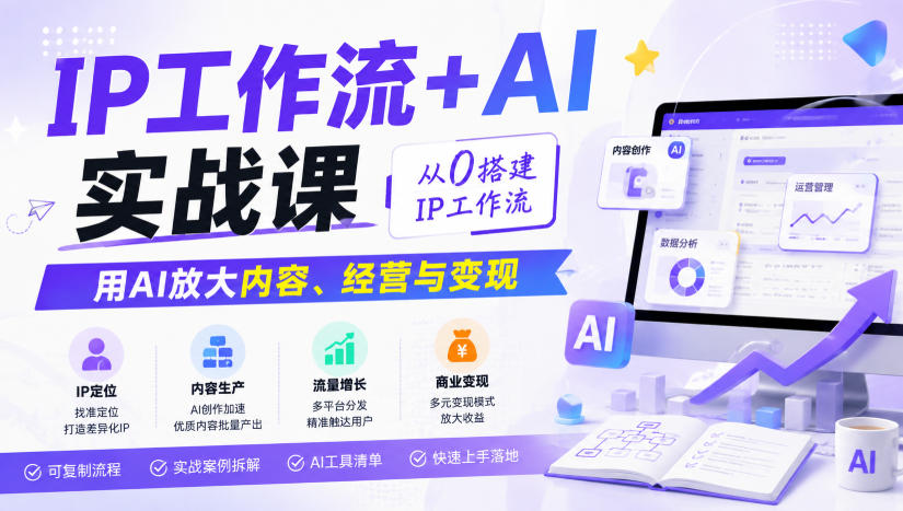 IP工作流+AI实战课，从0搭建IP工作流，用AI放大内容、经营与变现-91副业网