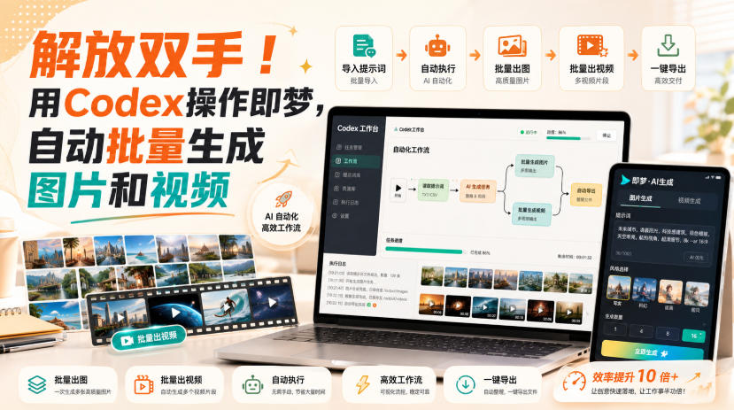 解放双手!用Codex操作即梦,自动批量生成图片和视频-91副业网