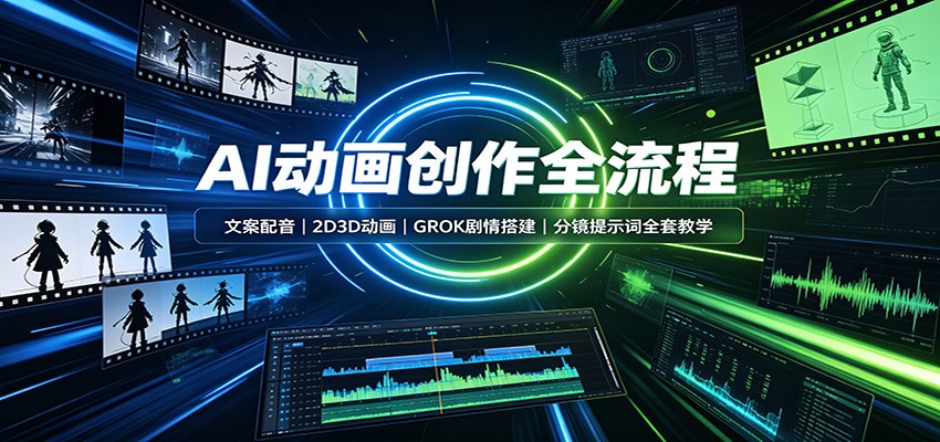 AI动画创作全流程：文案配音，2D3D动画，GROK剧情搭建，分镜提示词全套教学-91副业网