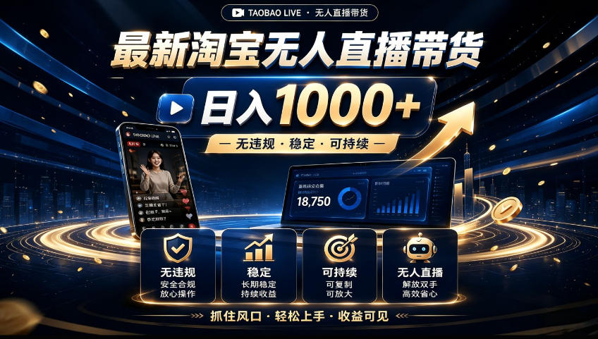 2026淘宝无人直播15.0，独家新技术，不用露脸、不用熬夜，自动直播自动出单，25小时卖17W【揭秘】-91副业网