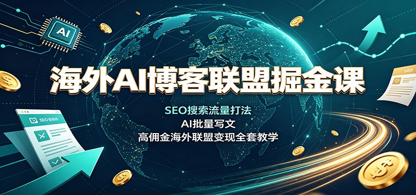 海外AI博客联盟掘金课:SEO搜索流量打法,AI批量写文,高佣金海外联盟变现全套教学-91副业网