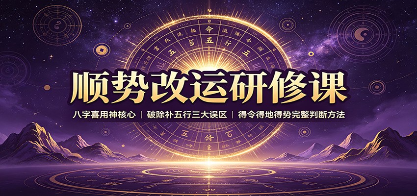 顺势改运研修课:八字喜用神核心,破除补五行三大误区,得令得地得势完整判断方法-91副业网