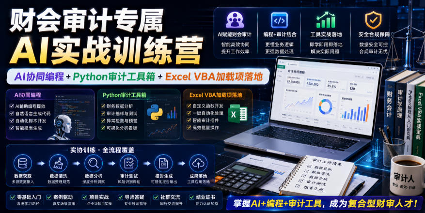 财会审计专属AI实战训练营|AI协同编程+Python审计工具箱+Excel VBA加载项落地(更新0816)-91副业网