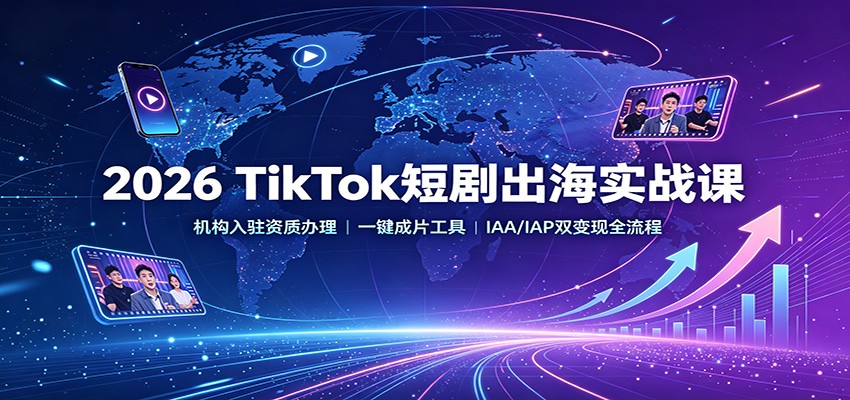 2026 TikTok短剧出海实战课：机构入驻资质办理，一键成片工具，IAA/IAP双变现全流程-91副业网
