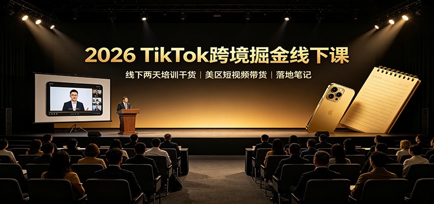 2026 TikTok跨境掘金线下课：线下两天培训干货，美区短视频带货落地笔记-91副业网