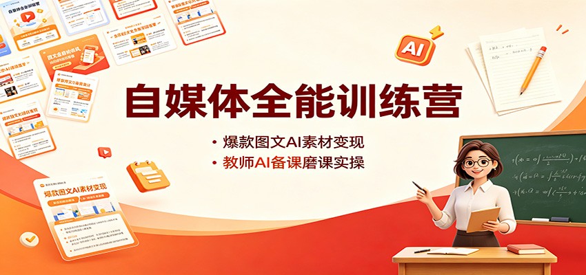 自媒体全能训练营：爆款图文AI素材变现，教师AI备课磨课实操-91副业网