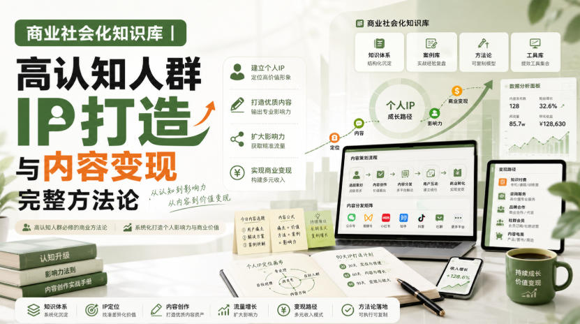 商业社会化知识库｜高认知人群IP打造与内容变现完整方法论【文档】-91副业网