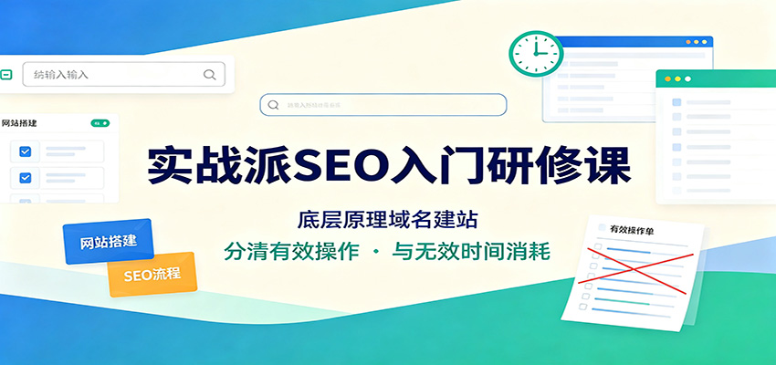 实战派SEO入门研修课：底层原理域名建站，分清有效操作与无效时间消耗-91副业网