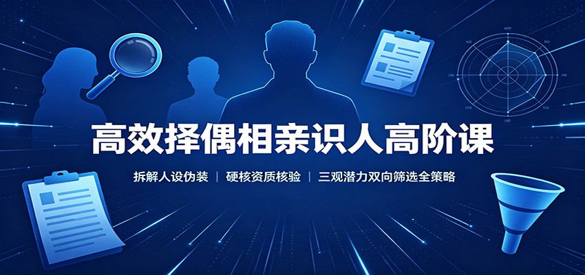 高效择偶相亲识人高阶课：拆解人设伪装，硬核资质核验，三观潜力双向筛选全策略-91副业网