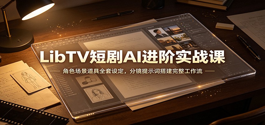 LibTV短剧AI进阶实战课：角色场景道具全套设定，分镜提示词搭建完整工作流-91副业网