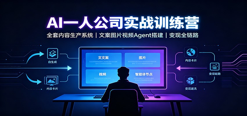 AI创作一人公司实战训练营：全套内容生产系统，文案图片视频Agent搭建变现全链路-91副业网