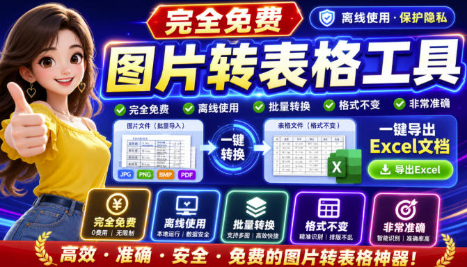 图片表格识别提取工具,支持一键从图片中智能提取表格并导出Excel文件,可离线免网运行,FastTableOCR-91副业网