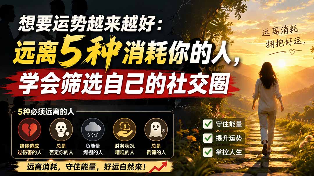 付费文章:想要运势越来越好:远离5种消耗你的人,学会筛选自己的社交圈-91副业网