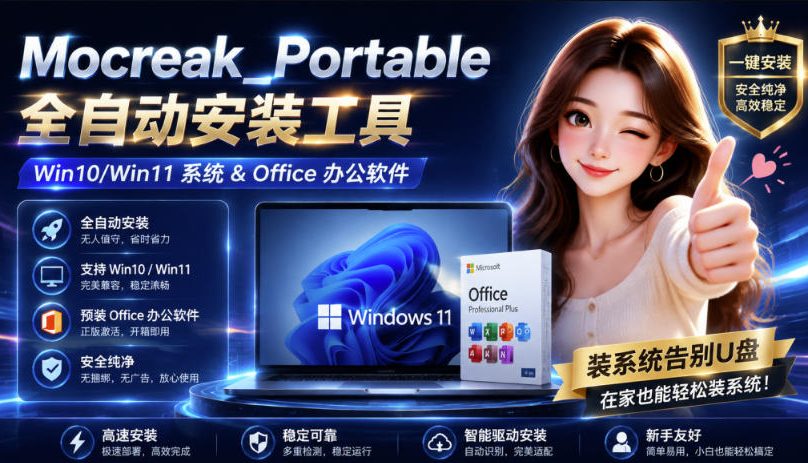 Mocreak全自动安装office和win10、win11系统，告别U盘装系统，使用安全可靠-91副业网